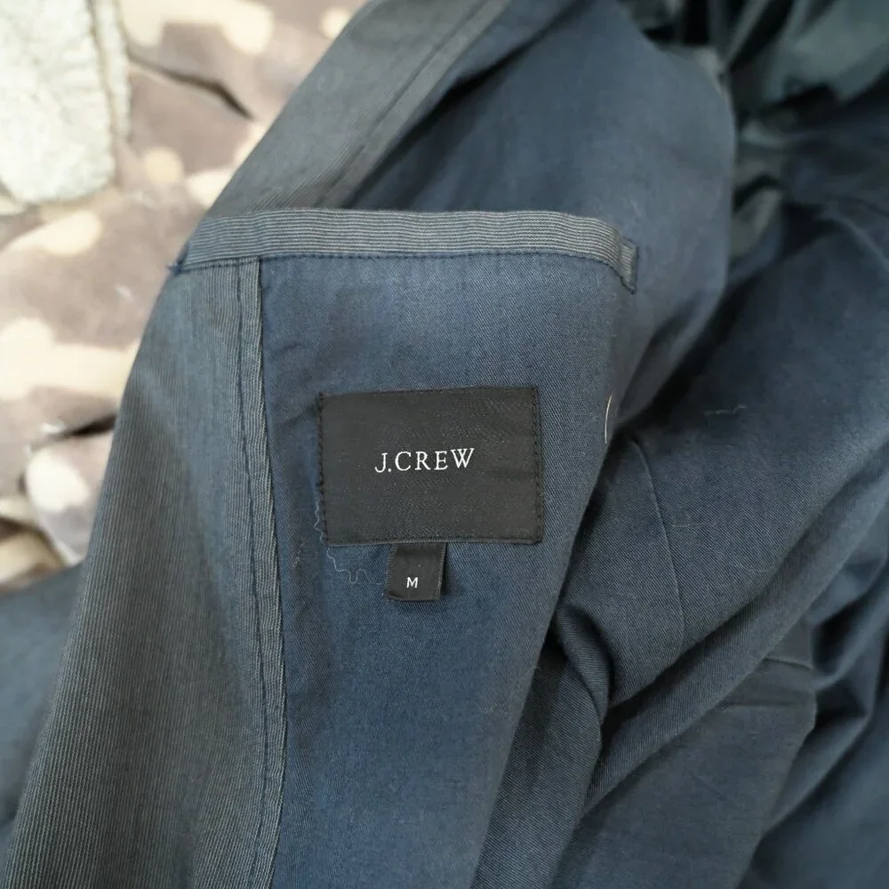 J. Crew Medium Seersucker Cotton Gray and Blue Academic Blazer